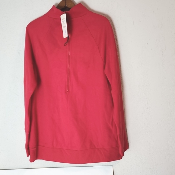 NWT Fabletics red sweatshirt top, zip back, thumb holes, sz XL - Picture 4 of 10